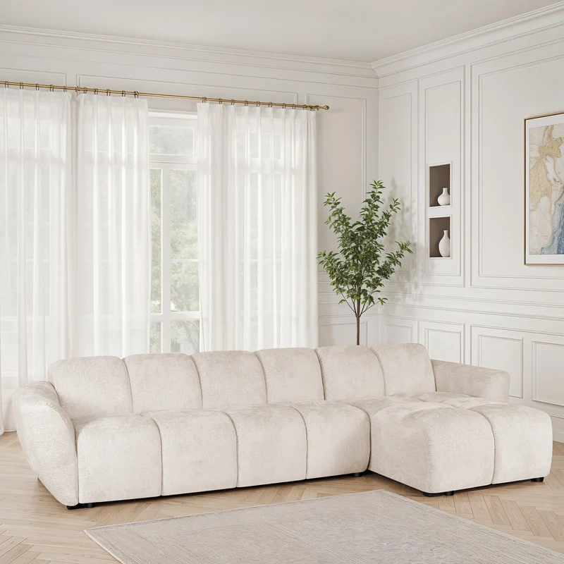 Canapé d'angle en tissu anti tache, 317x163xH77CM - LILO