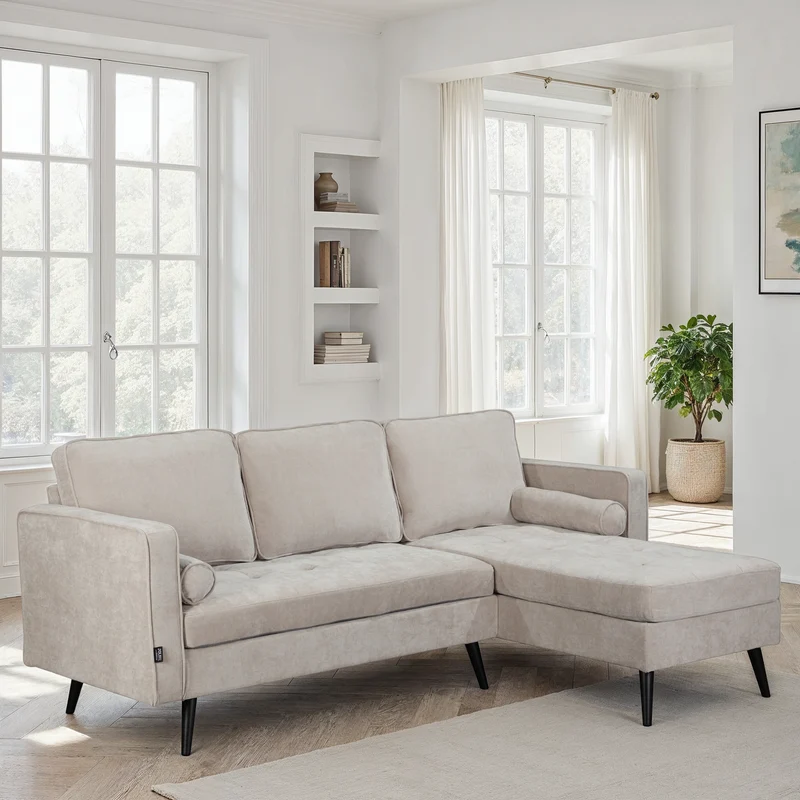 Canapé d'angle en tissu anti tache, 210x149xH91CM - SASHA