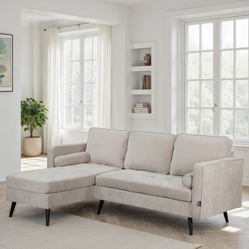 Canapé d'angle en tissu anti tache, 210x149xH91CM - SASHA