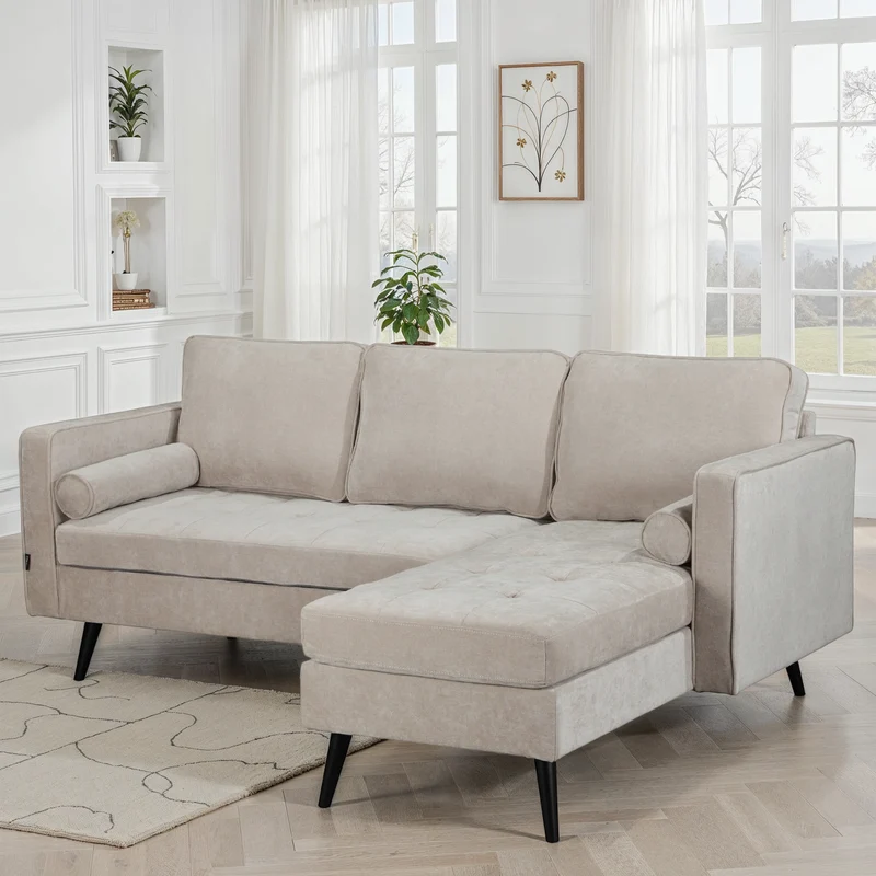 Canapé d'angle en tissu anti tache, 210x149xH91CM - SASHA