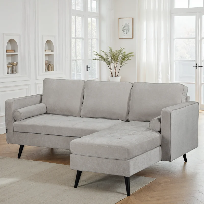 Canapé d'angle en tissu anti tache, 210x149xH91CM - SASHA