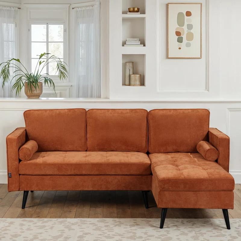 Canapé d'angle en tissu anti tache, 210x149xH91CM - SASHA