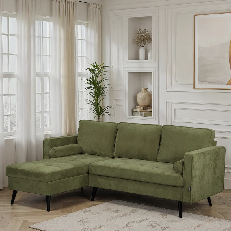 Canapé d'angle en tissu anti tache, 210x149xH91CM - SASHA
