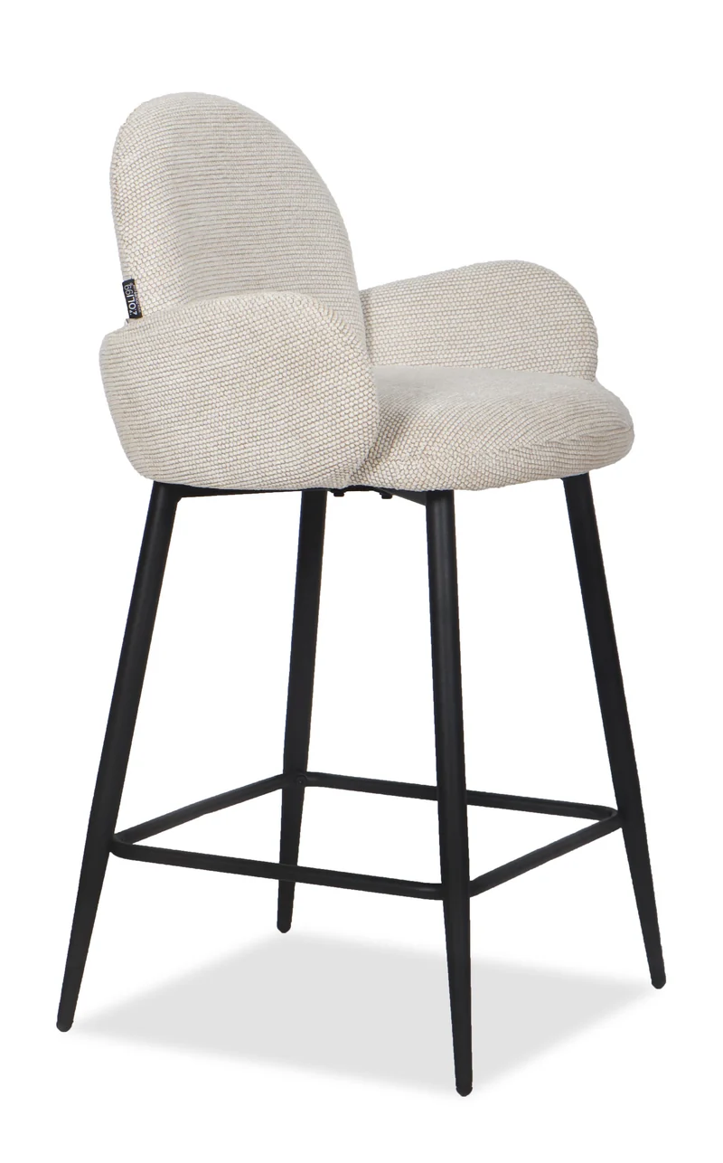 Chaise Haute Tabouret de bar en tissu anti tache, 57x55xH108CM ( 65 cm hauteur assise)- EDEN