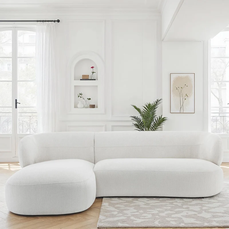 Canapé d'angle en tissu anti tache, 260x163xH77CM - LIAM