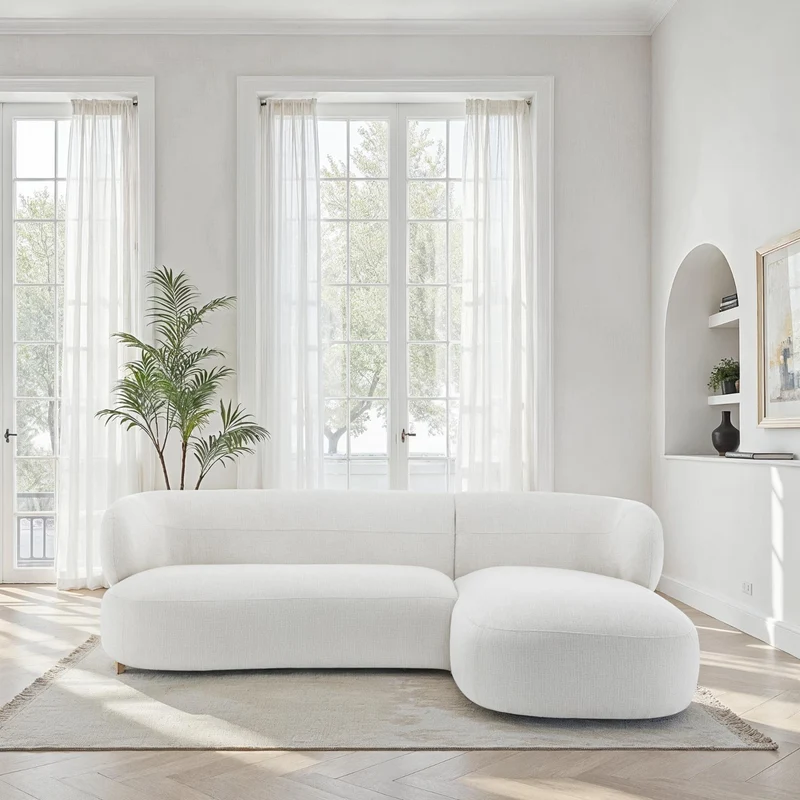 Canapé d'angle en tissu anti tache, 260x163xH77CM - LIAM