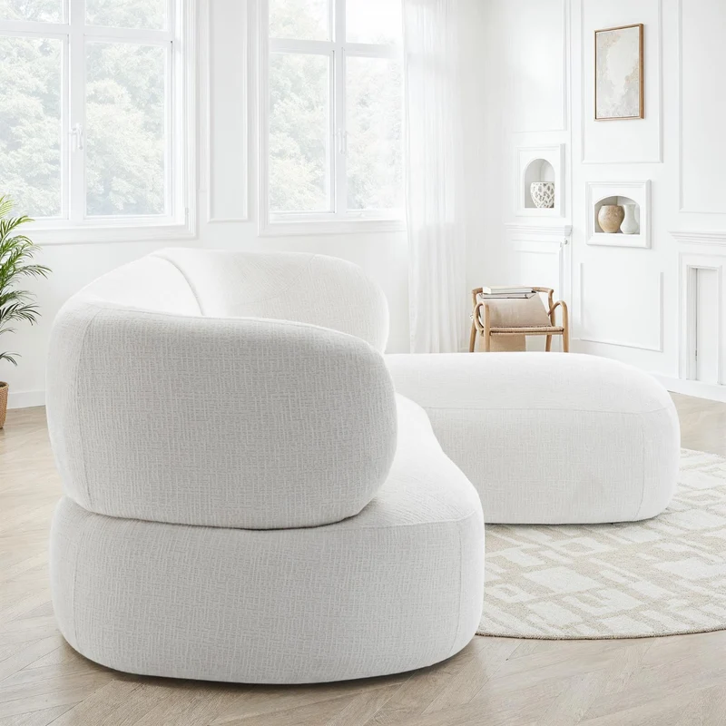 Canapé d'angle en tissu anti tache, 260x163xH77CM - LIAM