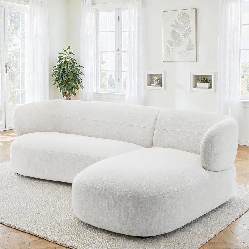 Canapé d'angle en tissu anti tache, 260x163xH77CM - LIAM