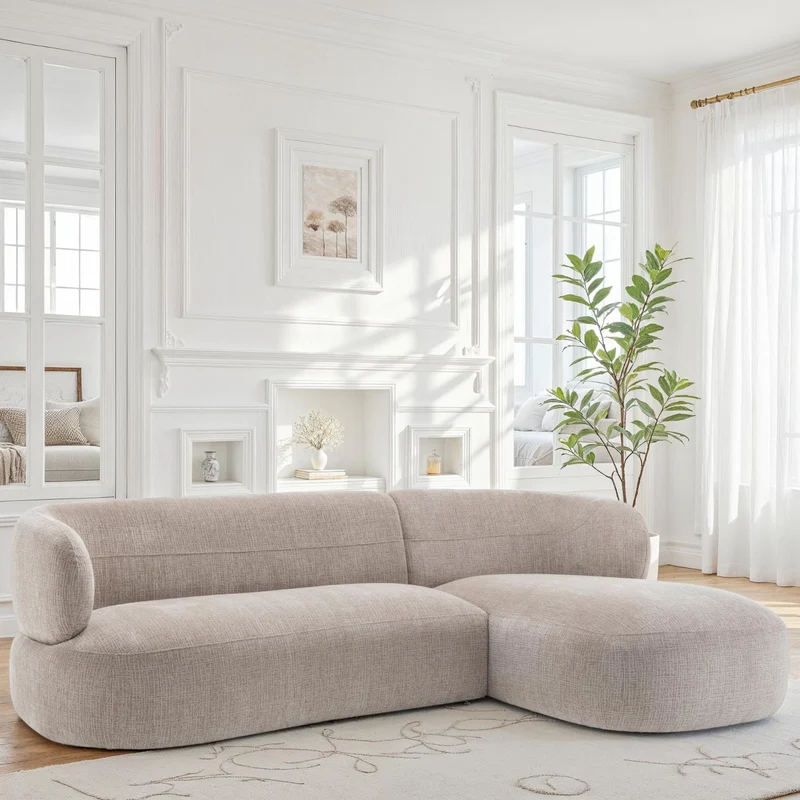 Canapé d'angle en tissu anti tache, 260x163xH77CM - LIAM