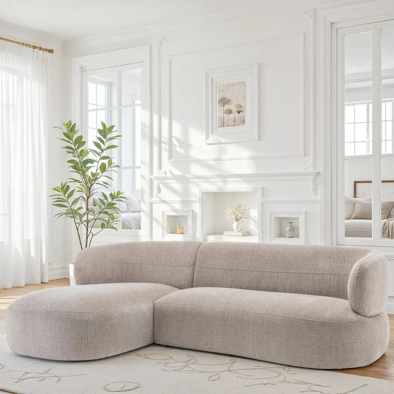 Canapé d'angle en tissu anti tache, 260x163xH77CM - LIAM
