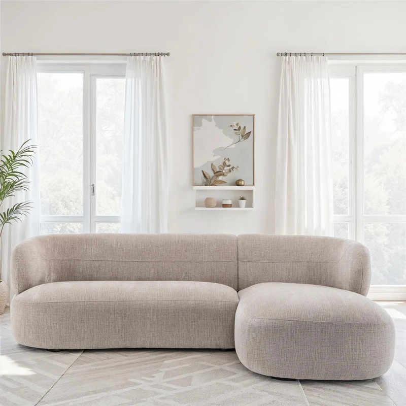 Canapé d'angle en tissu anti tache, 260x163xH77CM - LIAM