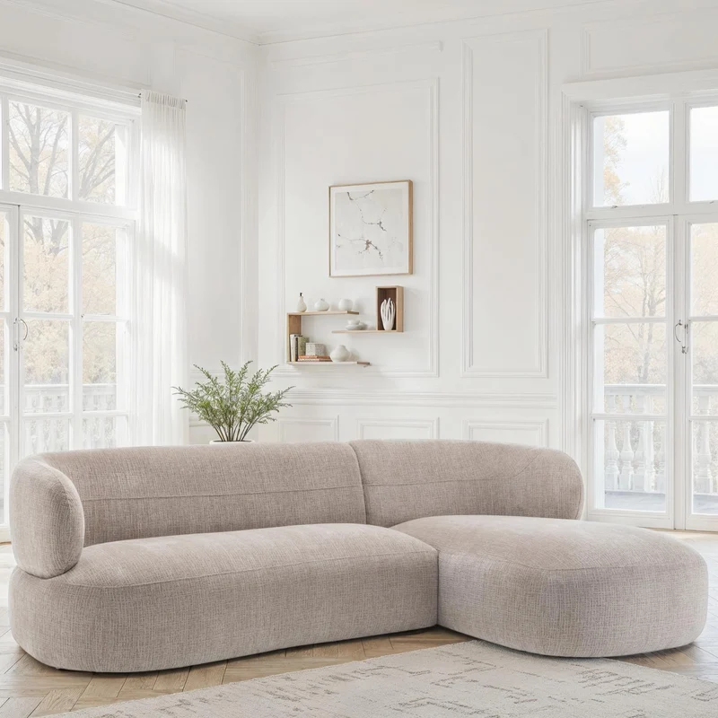 Canapé d'angle en tissu anti tache, 260x163xH77CM - LIAM