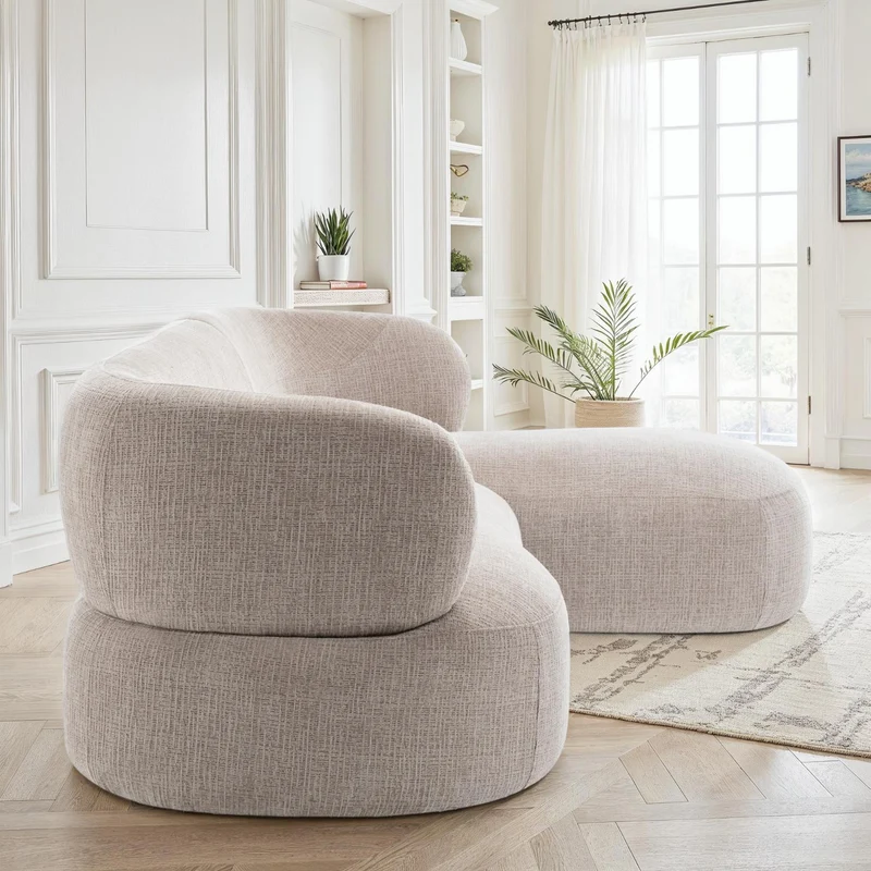 Canapé d'angle en tissu anti tache, 260x163xH77CM - LIAM