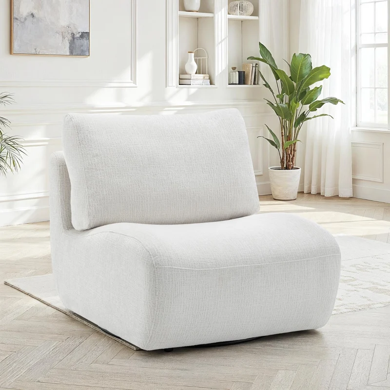 Fauteuil pivotant en tissu anti tache, 81x94xH82CM - CHARLIE