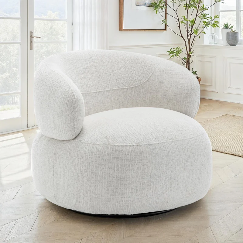 Fauteuil pivotant en tissu anti tache, 82x85xH75CM - ORLANE