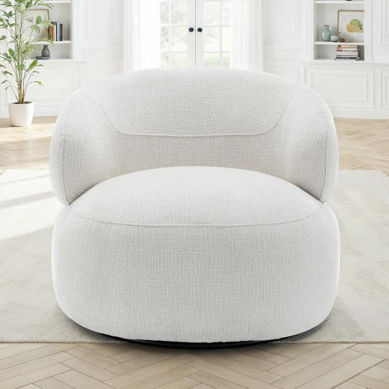 Fauteuil pivotant en tissu anti tache, 82x85xH75CM - ORLANE