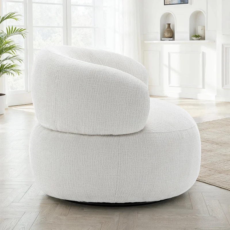 Fauteuil pivotant en tissu anti tache, 82x85xH75CM - ORLANE