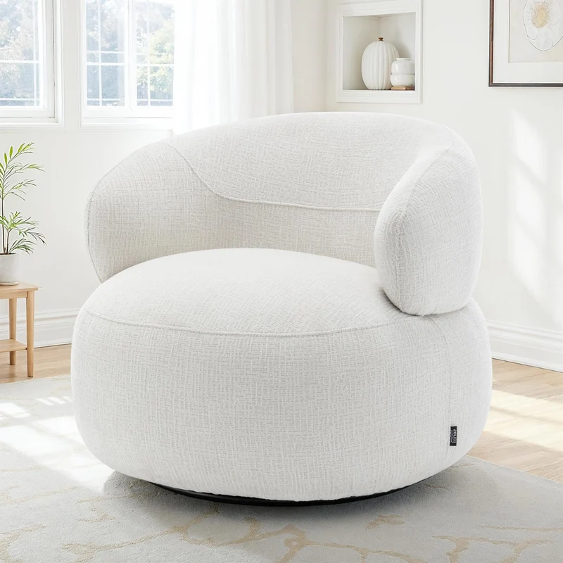 Fauteuil pivotant en tissu anti tache, 82x85xH75CM - ORLANE