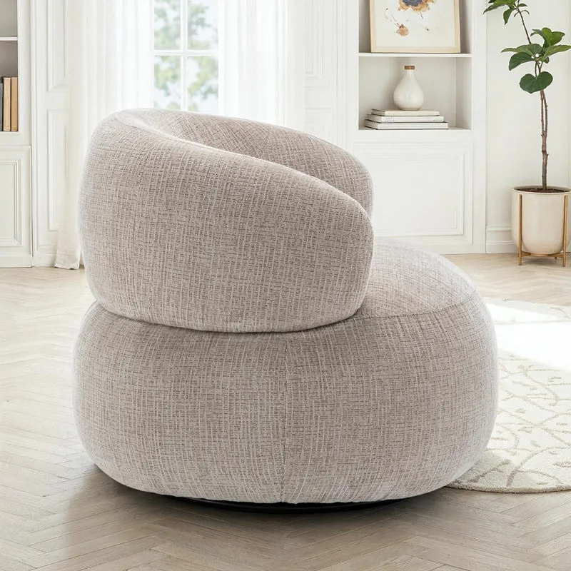 Fauteuil pivotant en tissu anti tache, 82x85xH75CM - ORLANE