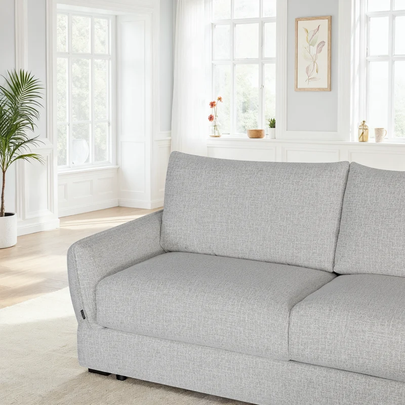 Canapé d'angle convertible en tissu anti tache, 283x170xH90CM - CARMEN
