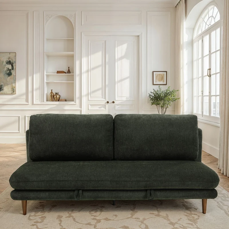 Canapé lit 3 places clic-clac en tissu anti tache, 192x94xH91CM - LUPINE
