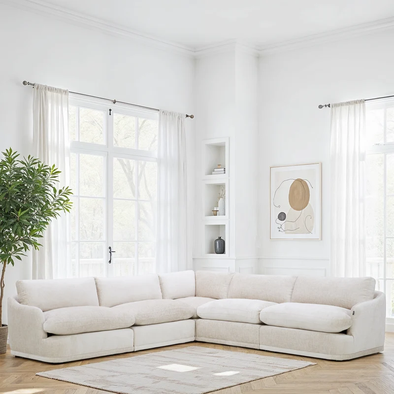 Canapé d'angle / fauteuil en tissu anti tache - EVEREST