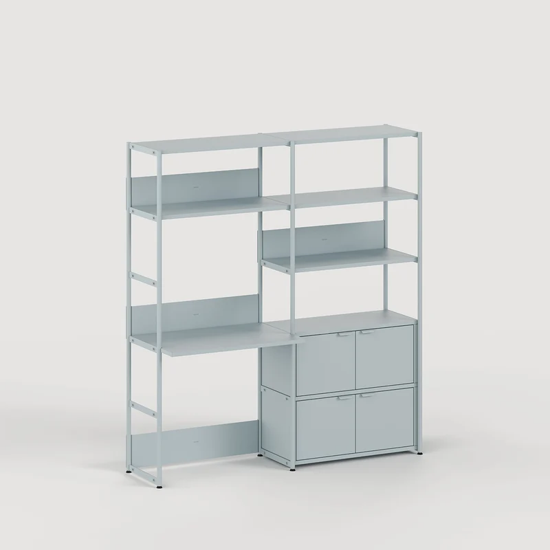 Etagère bureau UNIT - H180 à 215 x L164cm - acier thermolaqué