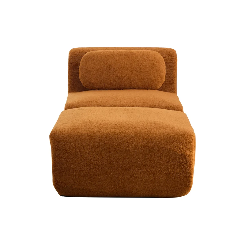 Fauteuil canapé modulable en chenille caramel avec repose-pieds sans montage 177x79cm MODERNPLANTSET