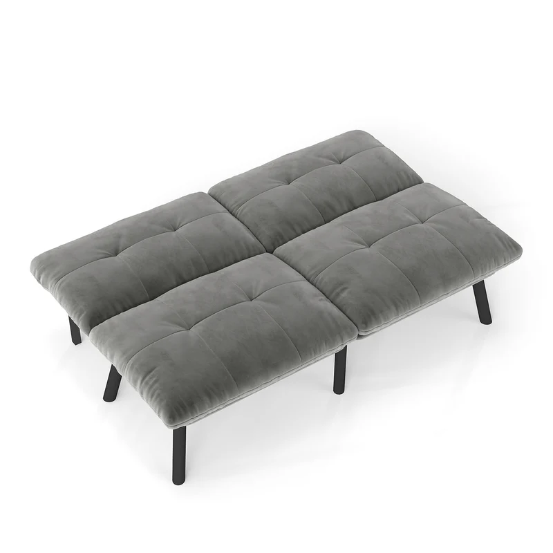 Canapé lit banquette convertible futon CLIC-CLAC en tissu velours gris MOMENTUMKRON