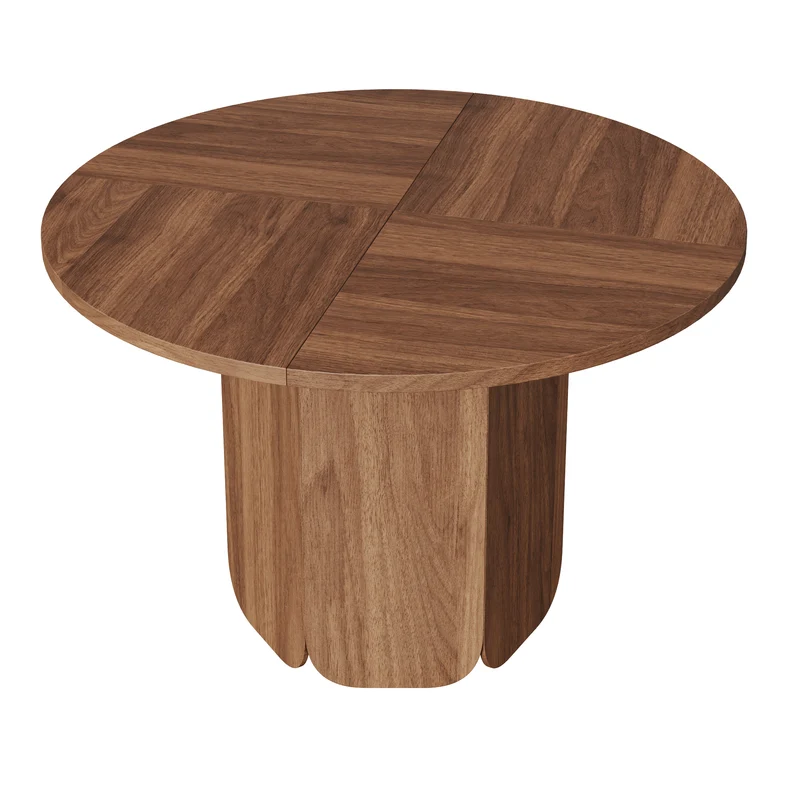 Table de salle à manger ronde effet noyer 4-6 personnes 120 cm MODERNCEILING