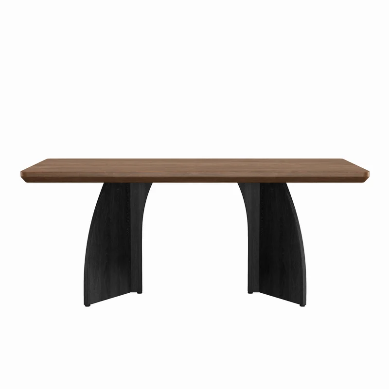 Table à manger moderne effet noyer, plateau épais de 4 cm et pieds sculpturaux 160x80 cm MODERNIRONSTYLE