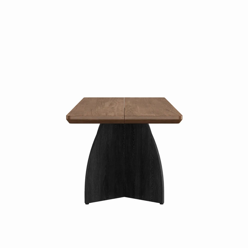 Table à manger moderne effet noyer, plateau épais de 4 cm et pieds sculpturaux 160x80 cm MODERNIRONSTYLE