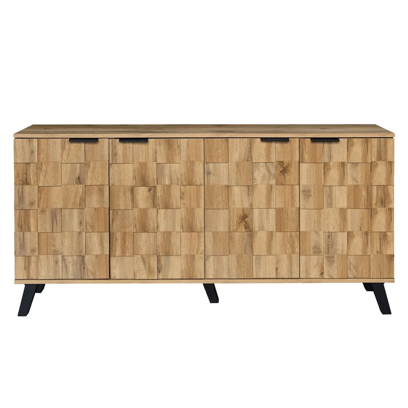 Buffet moderne effet bois à 4 portes 160,5x35,5x78cm OCAERS