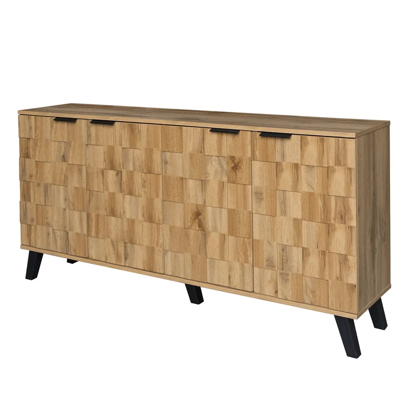 Buffet moderne effet bois à 4 portes 160,5x35,5x78cm OCAERS