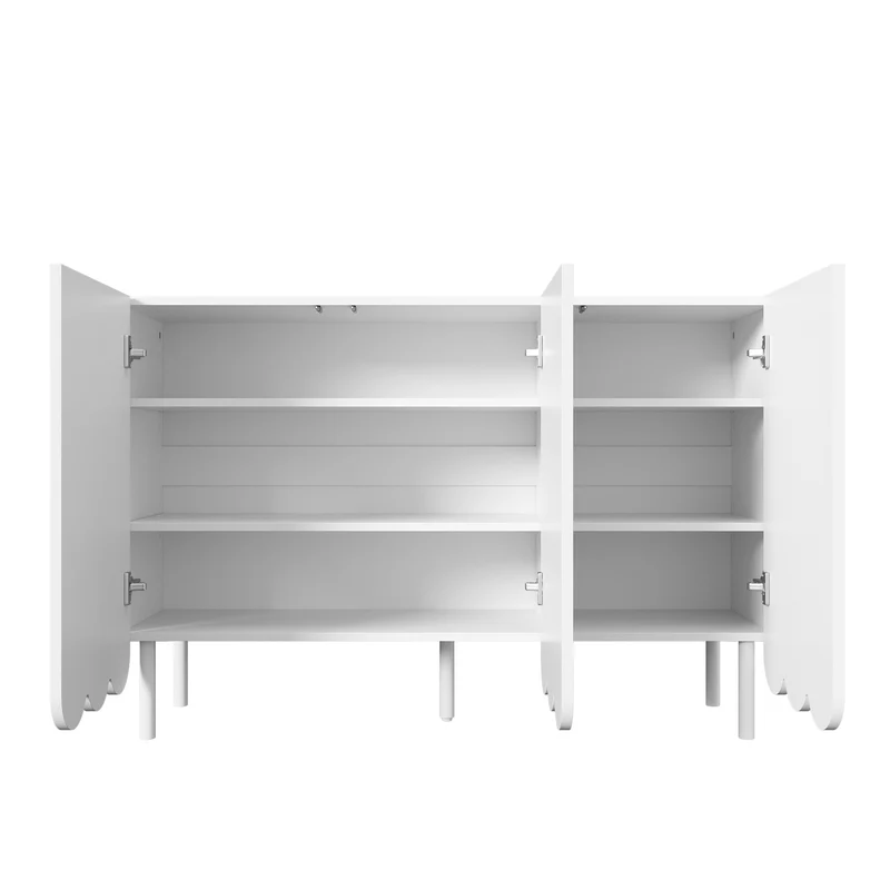 Buffet blanc moderne avec 3 portes ondulées et étagères réglables ROYALJEL