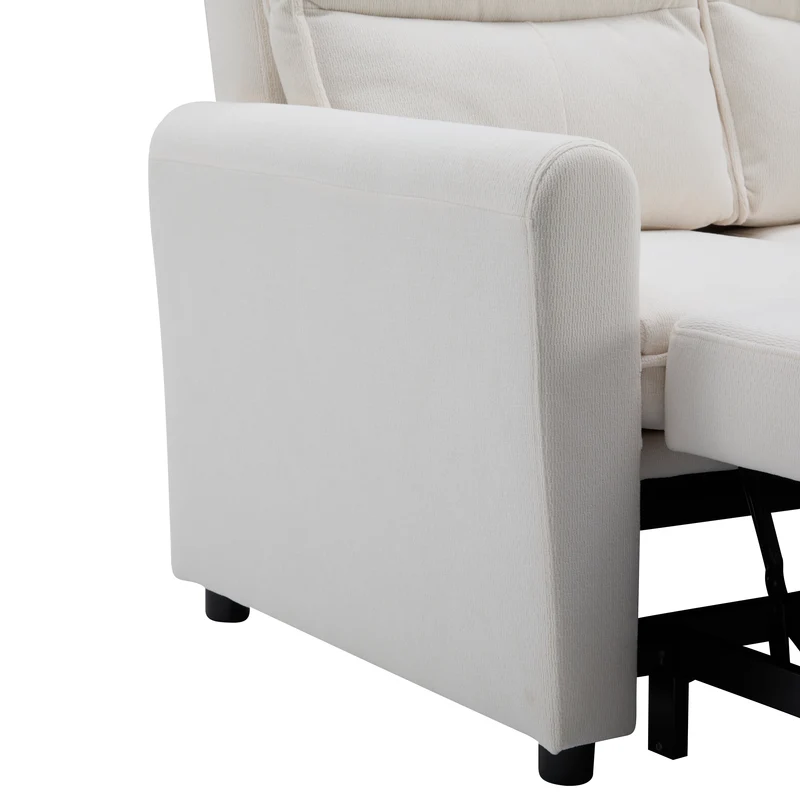 Canapé-lit convertible 2 places velours beige clair, dossier 5 positions RIDGEGLEN