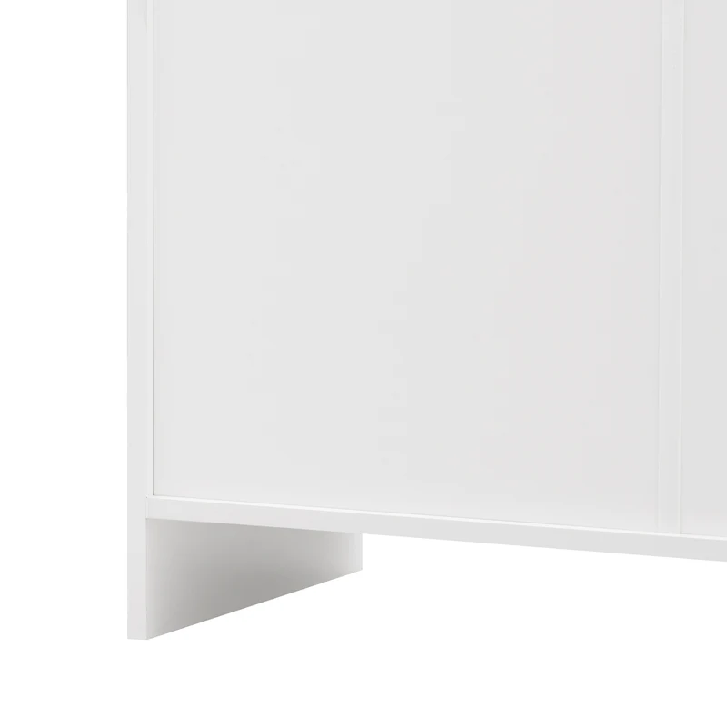 Buffet blanc et effet bois 4 portes 3 tiroirs 160*37*75cm STAANKIL