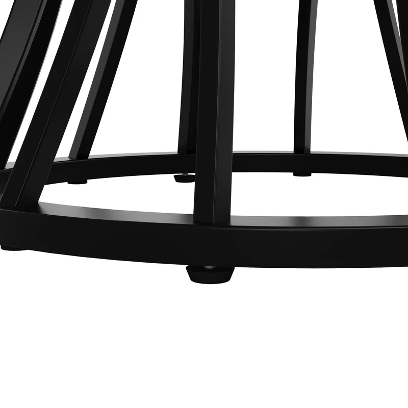 Table ronde de salle à manger effet marbré blanc, pieds noirs (80 x 80 x 76 cm) KROGZEX BLACK