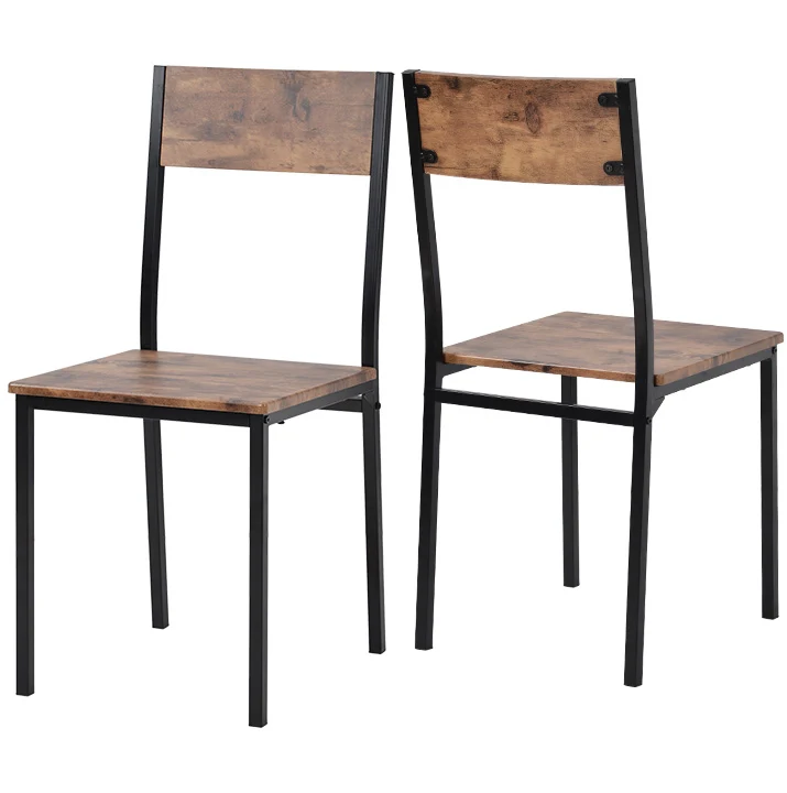 Ensemble table et 2 chaises de salle à manger style indus pour balcon ou salle à manger ou salon marron vintage FILZAIR