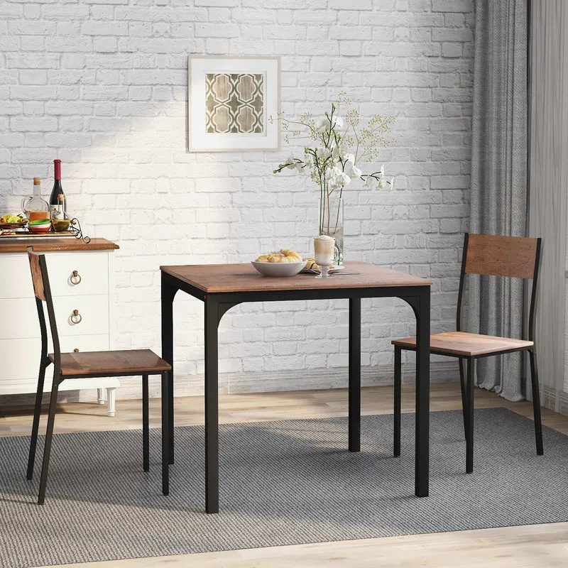 Ensemble table et 2 chaises de salle à manger style indus pour balcon ou salle à manger ou salon marron vintage FILZAIR