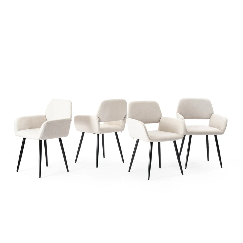 Ensemble table blanche effet marbre et 4 chaises tissu beige WHALEN WHITE MARBLE TABLE 120 KD + MAYFAIR BEIGE*2
