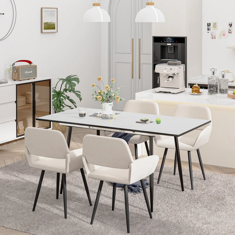 Lot de 2 chaises de salle à manger scandinaves tissu beige pieds noirs MAYFAIR BEIGE