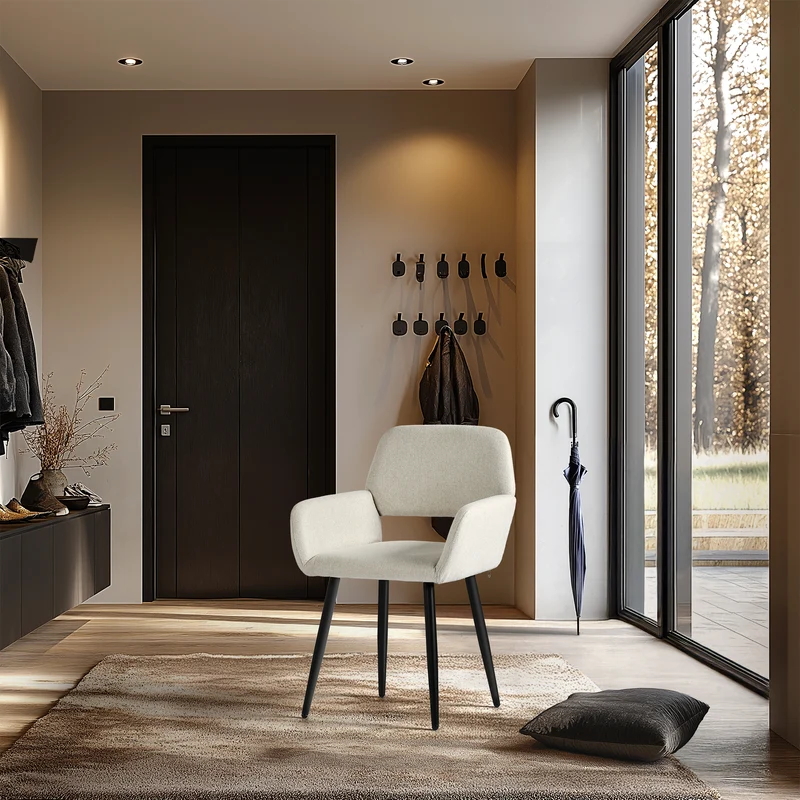 Lot de 2 chaises de salle à manger scandinaves tissu beige pieds noirs MAYFAIR BEIGE