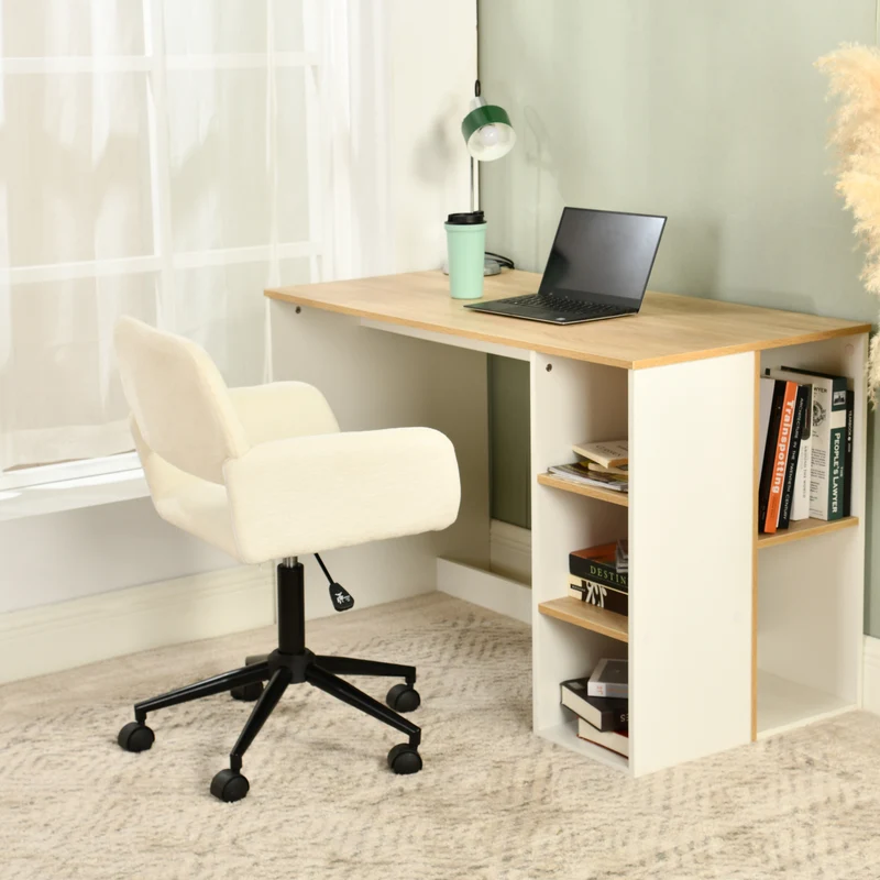 Chaise de bureau en tissu éponge beige, réglable en hauteur, rotation à 360° ROSS KD BUFAN BEIGE BLACK