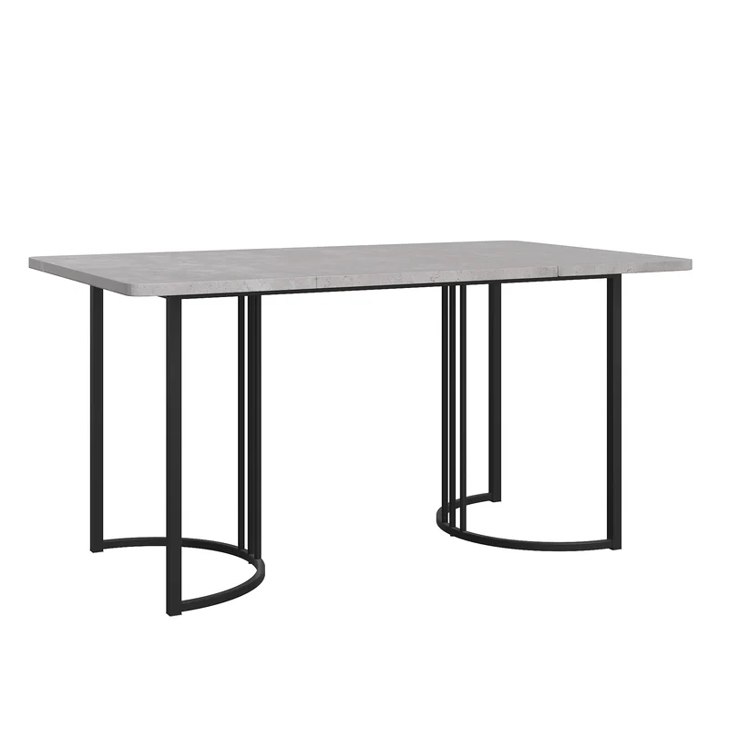 Table de salle à manger rectangulaire moderne effet marbre gris pieds métalliques noirs 140 x 80 cm GRALDIDS