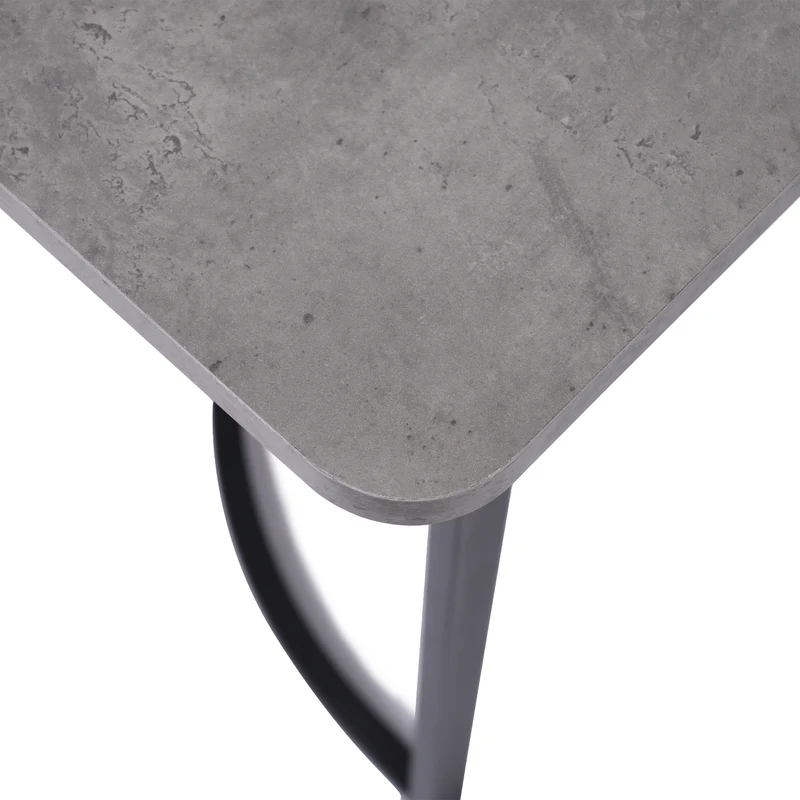 Table de salle à manger rectangulaire moderne effet marbre gris pieds métalliques noirs 140 x 80 cm GRALDIDS