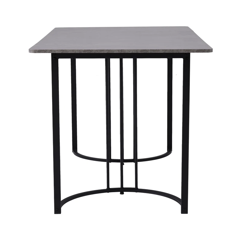 Table de salle à manger rectangulaire moderne effet marbre gris pieds métalliques noirs 140 x 80 cm GRALDIDS