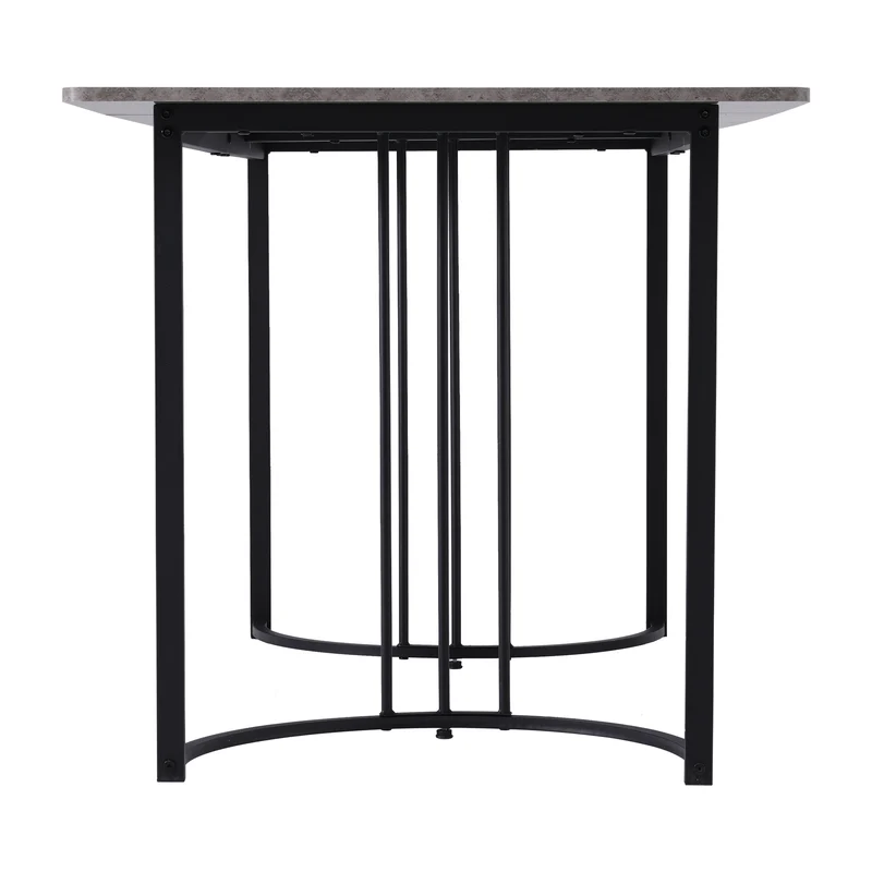 Table de salle à manger rectangulaire moderne effet marbre gris pieds métalliques noirs 140 x 80 cm GRALDIDS