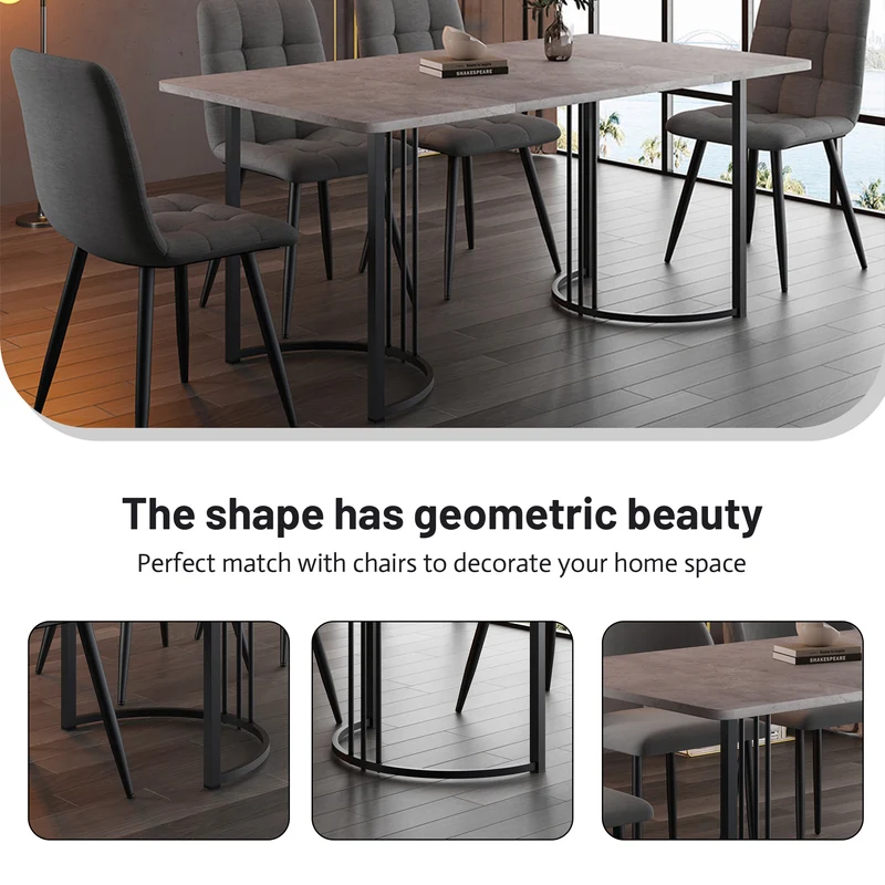 Table de salle à manger rectangulaire moderne effet marbre gris pieds métalliques noirs 140 x 80 cm GRALDIDS