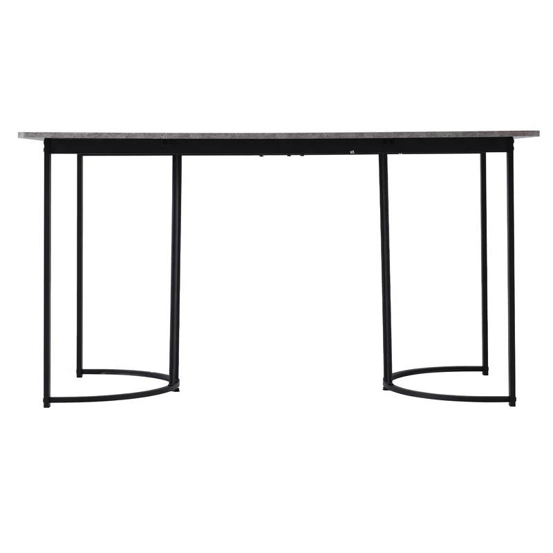 Table de salle à manger rectangulaire moderne effet marbre gris pieds métalliques noirs 140 x 80 cm GRALDIDS